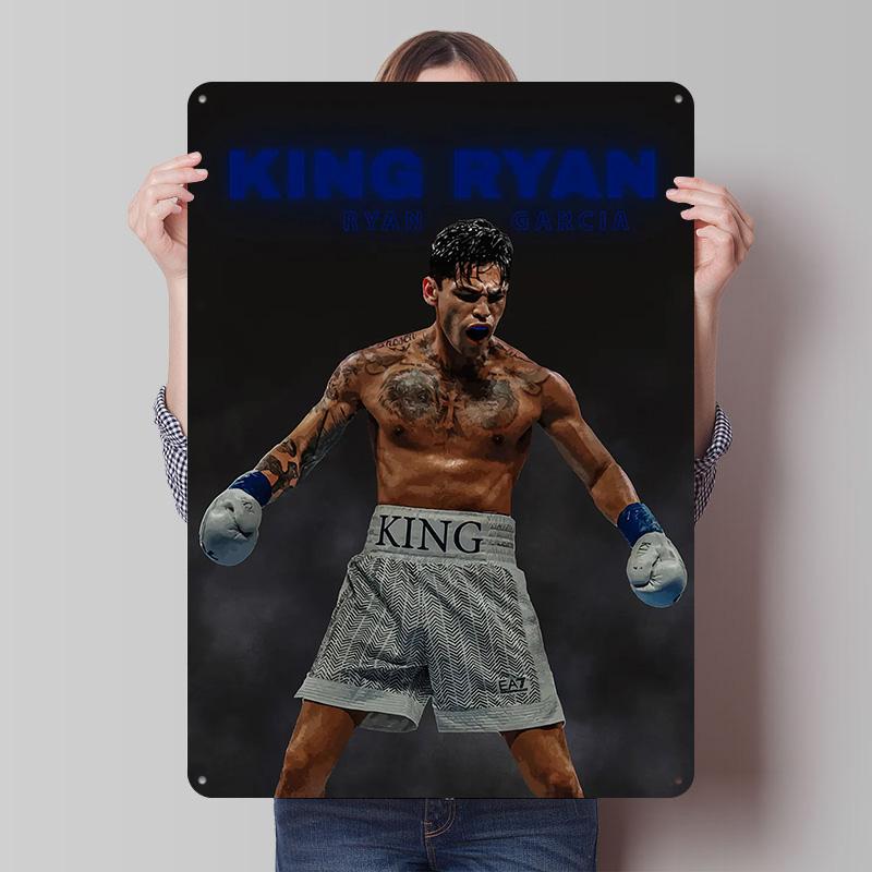 Ryan Garcia Boxer Metallposter Individuelle Vintage Metallschilder Wandkunst Retro Blechschild für Man Cave Schreibtischdekoration Wanddeko Home Deco