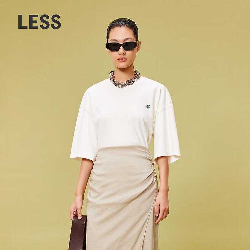 

LESS 2024 Summer Silk-Cotton Blend Loose Fit Round Neck T-Shirt L