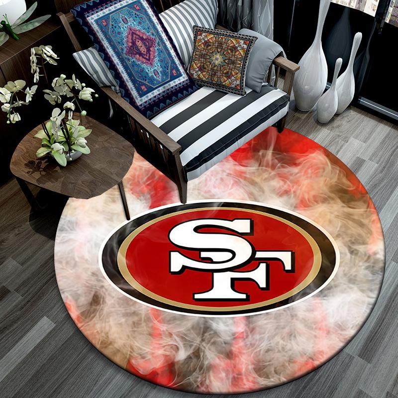 San Francisco 49ers2, Rond Vloerkleed, Tapijt voor Woonkamer Slaapkamer Bank Speelkamer Decoratie, Antislip Vloermat