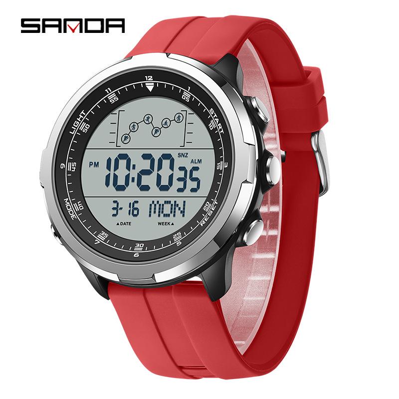 Sanda Sports Fashion Watch: Segmented Timer, Calendar, Luminous Dial, Large Face, Simple Student Design.