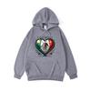 Mexico Eagle Heart Printing Hoodies Womens Winter Fleece Warm Hooded Casual Pocket Sweatshirt Street Loose Womans