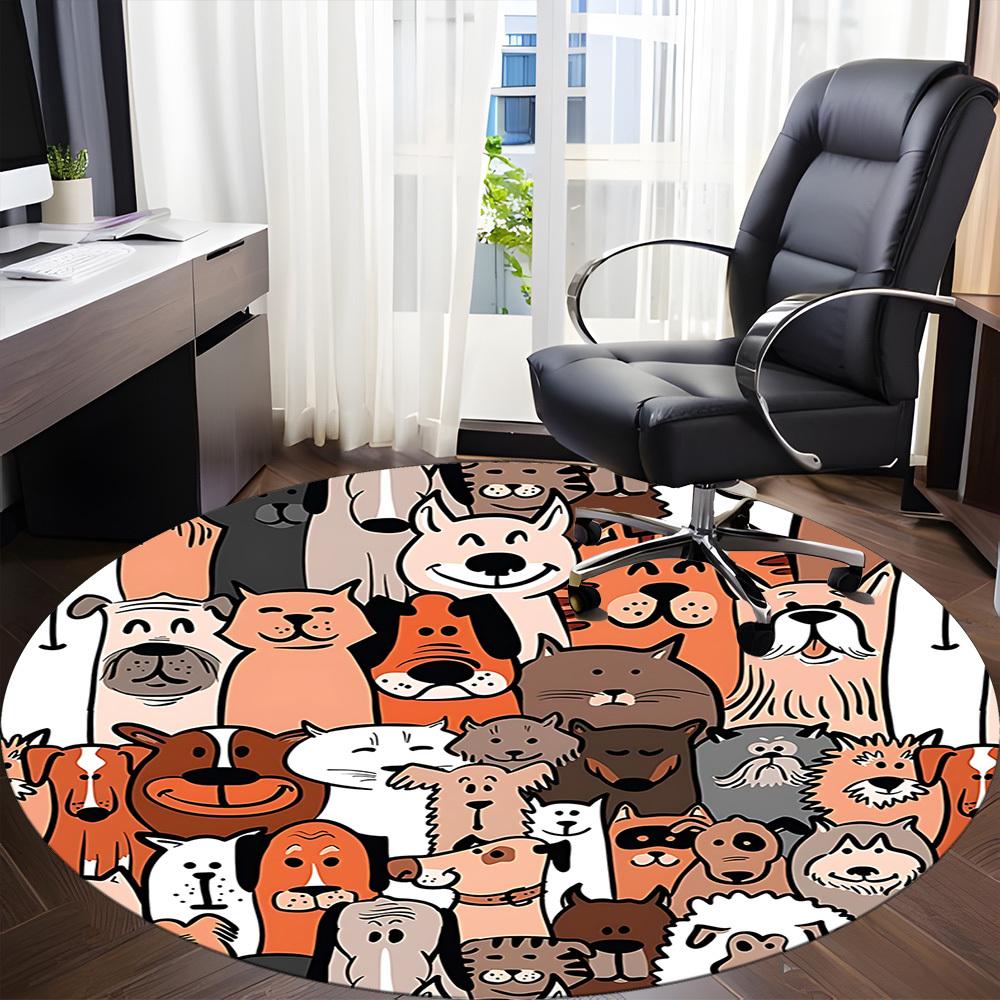 1pc Pets Animals Office Round Area Rug, Indoor Mat Suitable ForOffice, Under Office Chairs Bedroom Living Room Home Decor, Room Deco,  n61