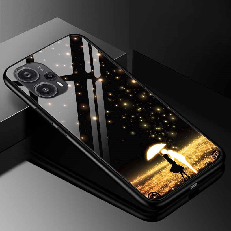 Tempered Glass Phone Case For Xiaomi Poco F5 5G F5Pro Cover Poco F5 Pro Redmi Note 12S 12C 12 4G Luxury Hard Back Bumper PocoF5