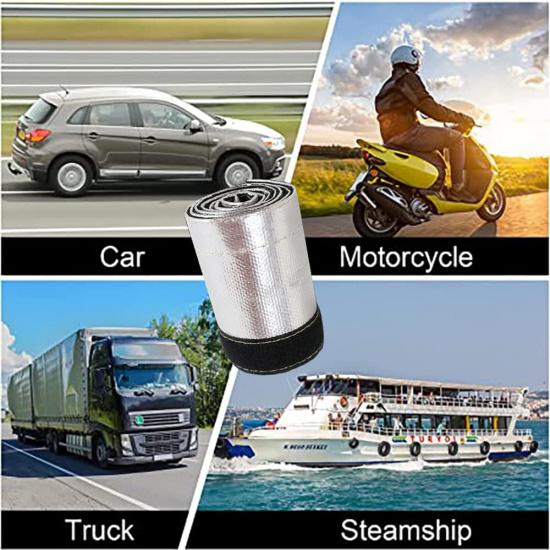 Aluminized Heat Shroud Sleeving Heat Shield Fuel line Wire Protection Silver Hose Heat wrap with 10 Pcs Metal Zip Ties (Silver 3/4''I.D. x 3FT)