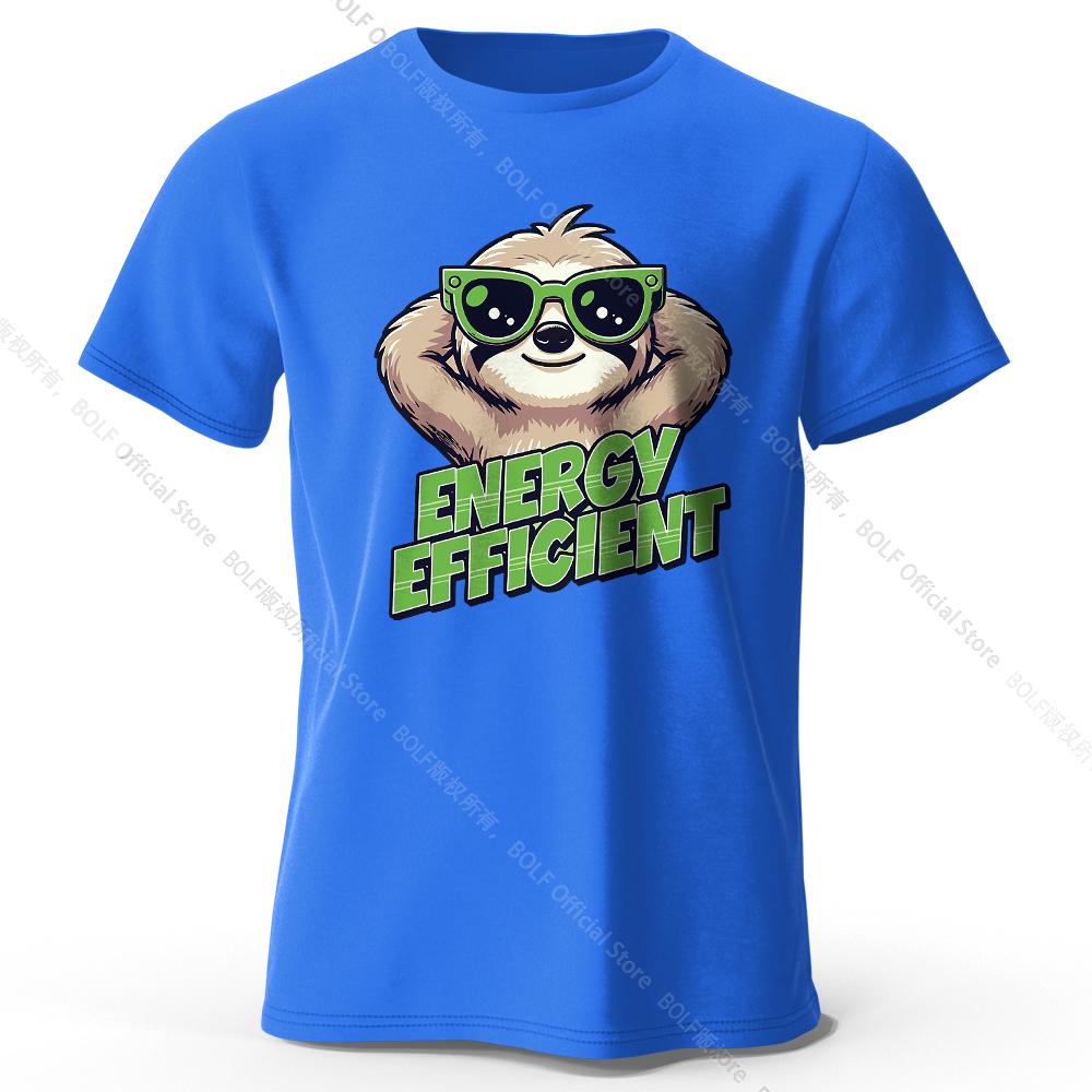Men's Efficient Sloth Printed T-Shirt 100% Cotton Oversized Ironic Graphic Tees for Women Summer Tops Humor Streetwear
