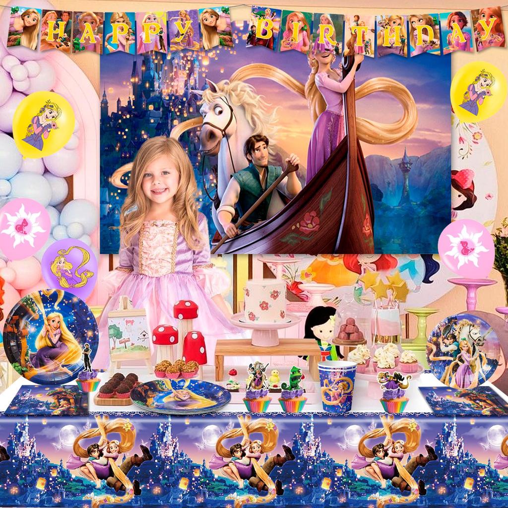 112pcs Cartoon Birthday Decorations,Cartoon Party Decorations& Tableware Set-Birthday Plates Napkins&Balloons Banner Cake Topper Etc