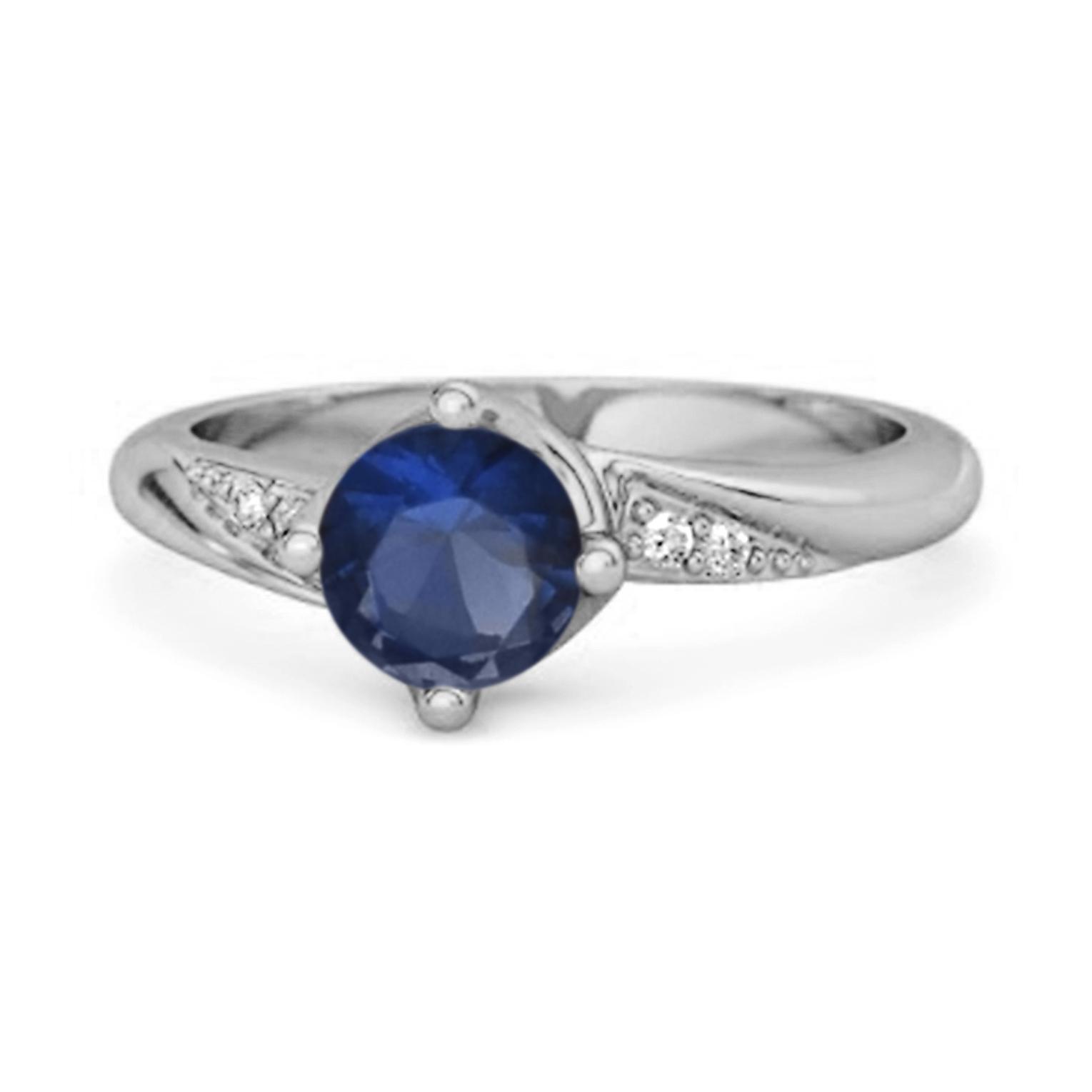 Blue Sapphire Wedding Ring - 925 Sterling Silver 6 белый