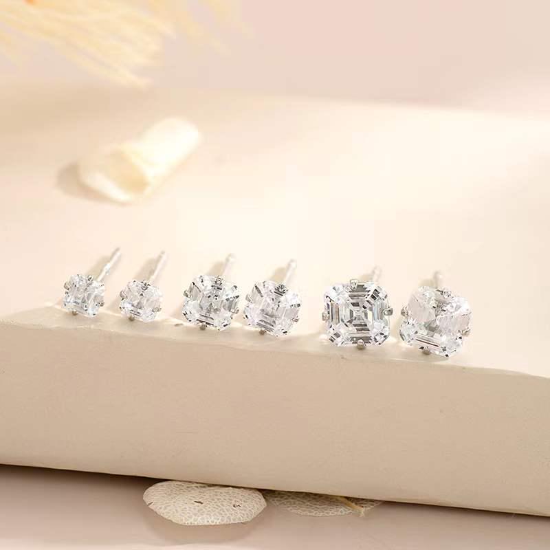 Beixi S925 Sterling Silver Pagoda Stone Stud Earrings for Women 925 Sterling Silver