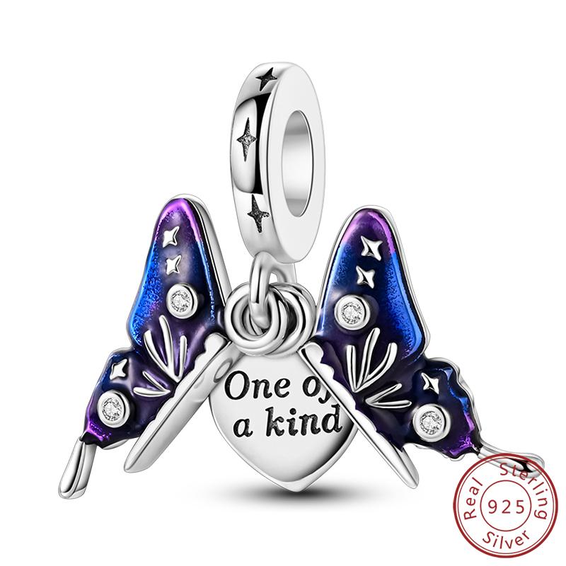 Elegant S925 Silver Butterfly & Dragonfly Multicolor Charms Beads Pendant 3mm DIY Fine Jewelry Making Accessories Gifts