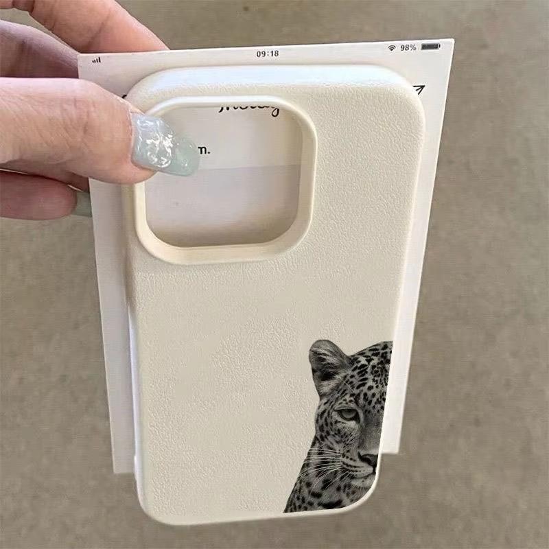 Schwarzes Leopardenmuster Lychee-Textur Handyhülle Für iPhone 17 Air 16 e 15 14 13 12 11 Pro Max Plus SE Weiche Hülle