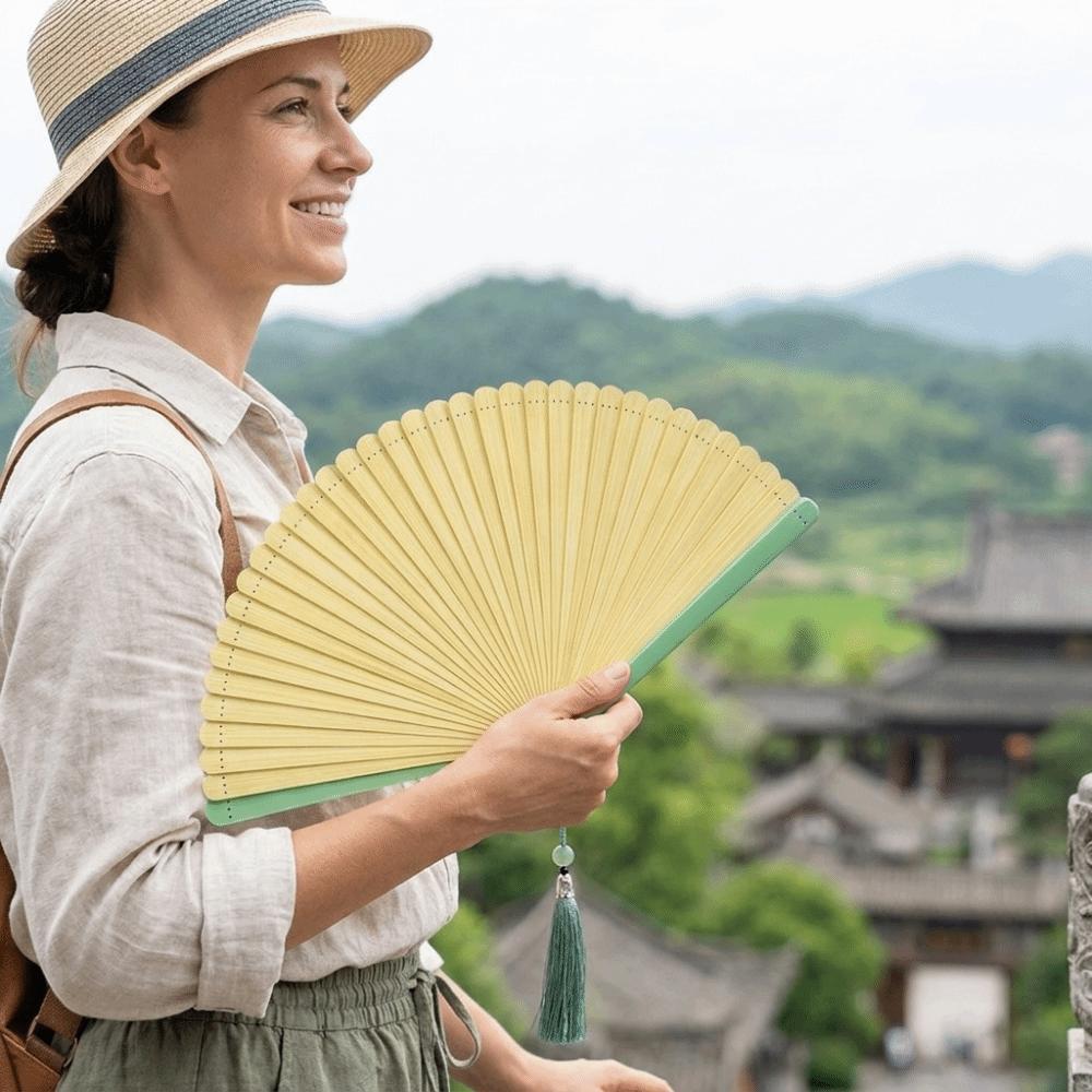 with Tassel Chinese Fan Ancient Style Dance Fan Lightweight Bamboo Folding Fan Photography Props