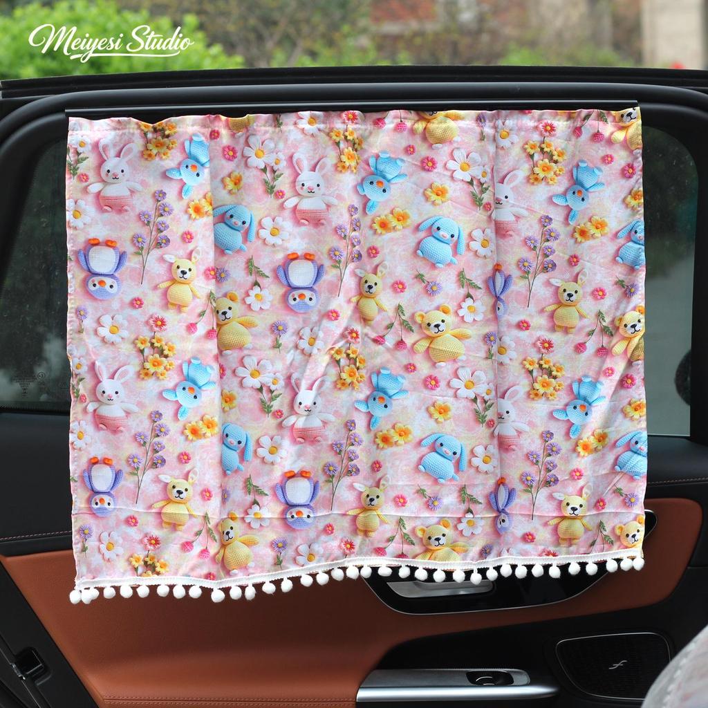 Cartoon Car Sun Shade Curtains: Heat Insulation & UV Protection for Summer
