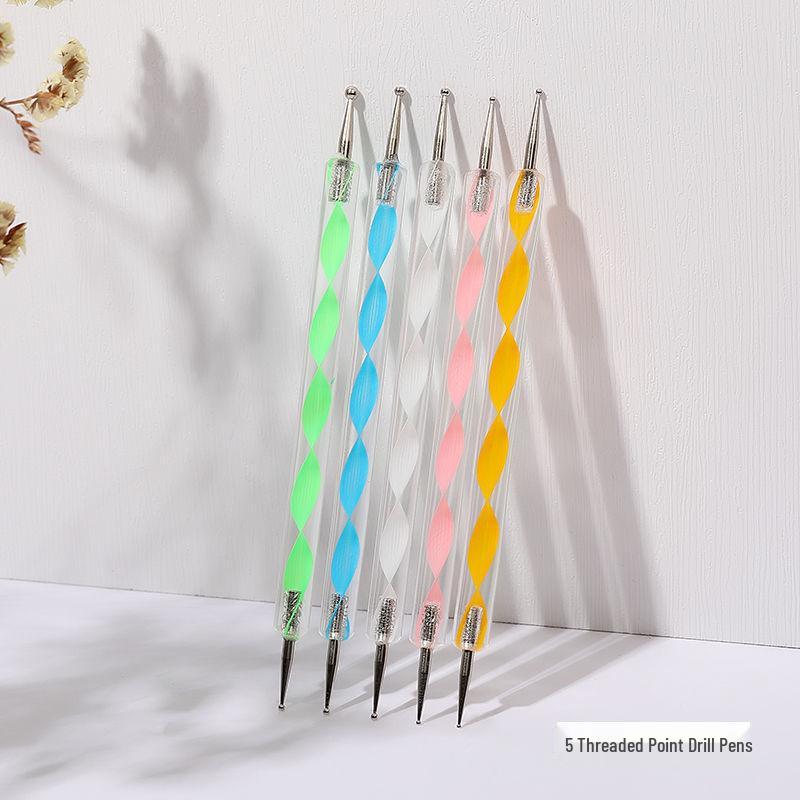 Manicure Tool Set: Nail Art Gel Pens, Flower Paint Pens, Rhinestone Needles & Double-Ended Dotting Pens.