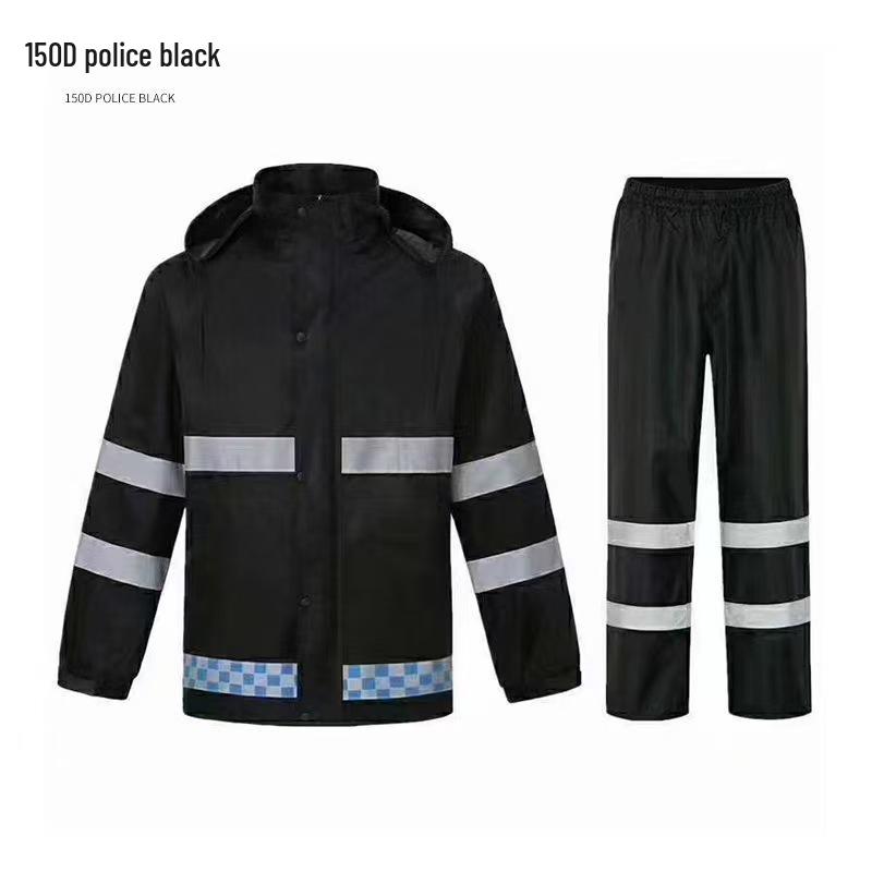 Reflective Raincoat & Pants Set - Thickened PU Oxford Cloth for Traffic & Sanitation, Stormproof