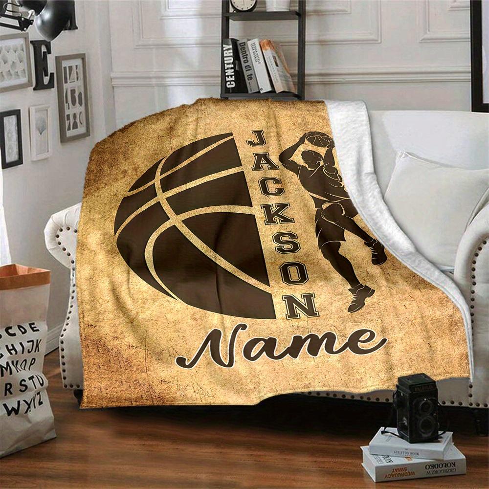 Basketballthemed Home Customize Your Name Blankets Comfortable Soft Lightweight Allseason Multipurpose Blanket For Picnics Sofas Offices Beds Living
