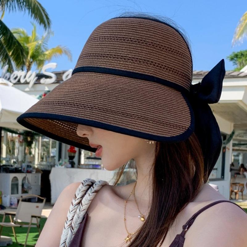 Big brim straw woven sunscreen hat fashionable empty top beach sun hat summer seaside travel versatile straw hat
