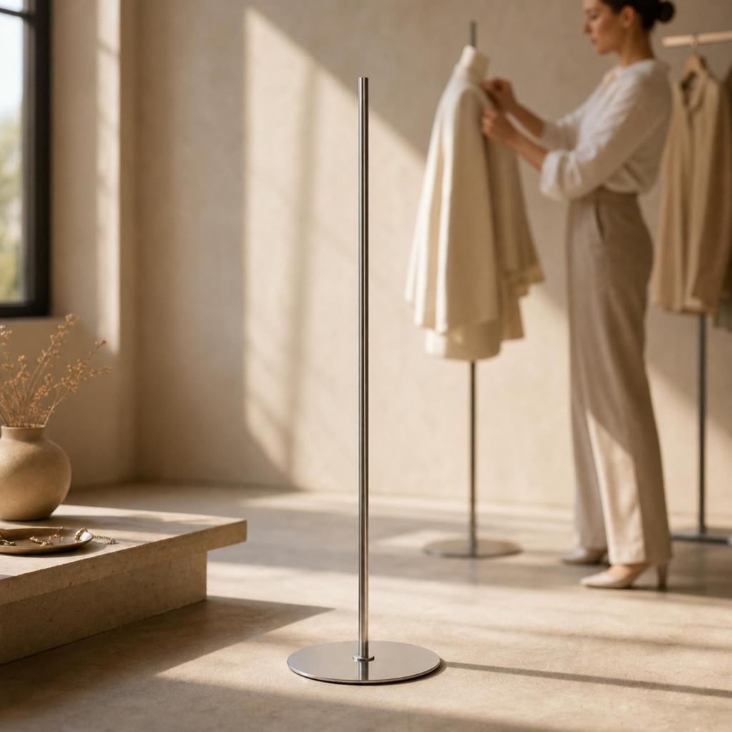 Clothing Display Stand Sturdy Retail with Round Base Fixture Minimalist