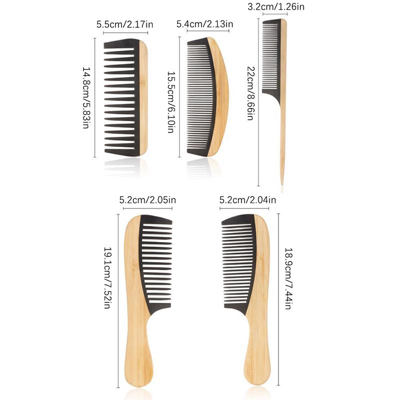 Pettini per capelli in legno di bambù naturale, antistatici, per la cura dei capelli, massaggio sano