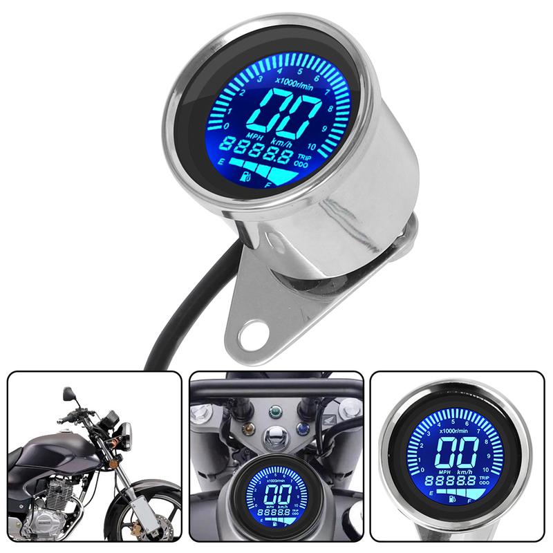 Universal Digital Motorcycle LCD Screen Speedometer Odometer Techometer Fuel Gauge for Harley Honda Cafe Racer 1-4 Cylinders