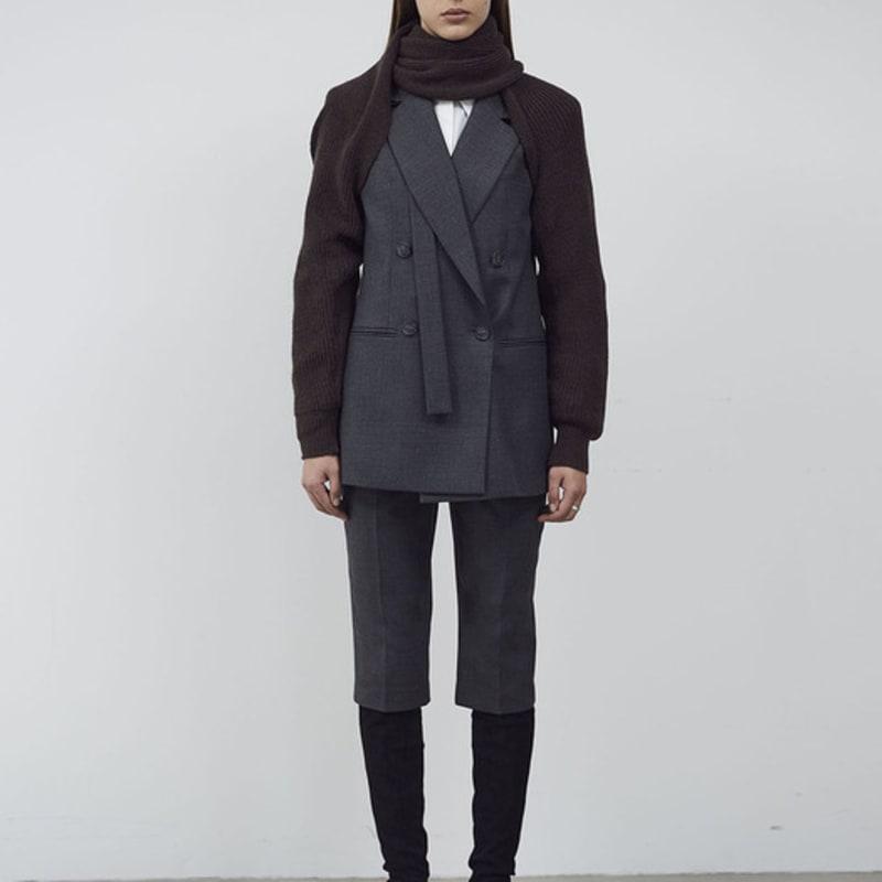 

C.KUSUN SLEEVE KNIT MUFFLER - BROWN BROWN_F