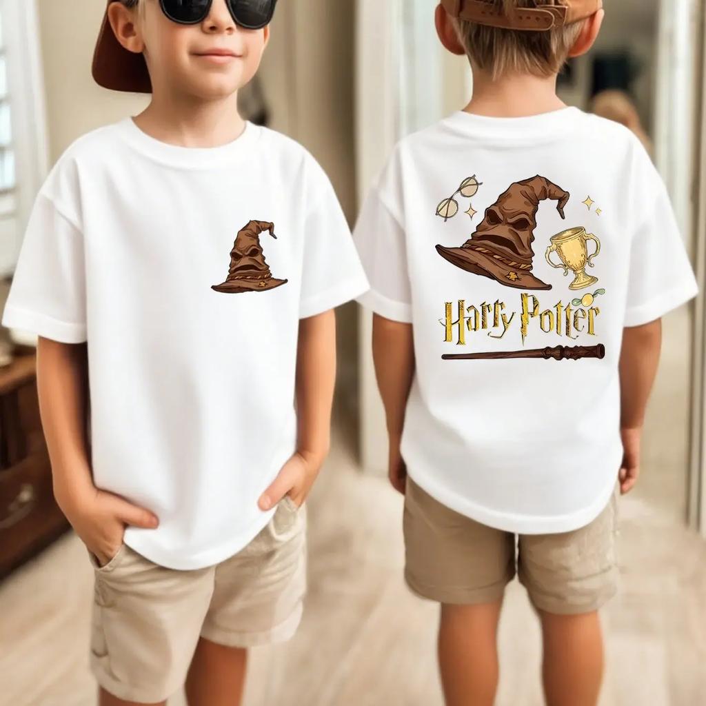 Autorizovaný produkt Warner Bros., Oboustranné tričko Harry Potter, Unisex čisté tričko s krátkým rukávem pro chlapce a dívky