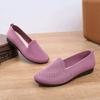 Summer Women's Solid Color Knit Loafers Lightweight Soft Sole Breathable Mother's Shoes Anti Slip Flat Shoes for Casual Wear