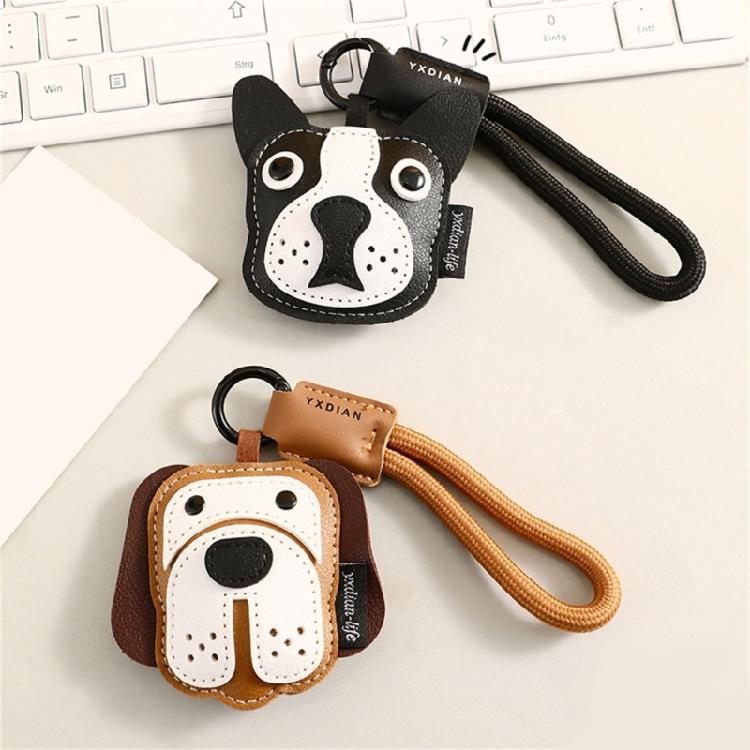 Fashionable Bulldog Leather Soft Practical Keyring Bag Pendant Cartoon Animal Key Holder Stylish Gift for Dog Lover