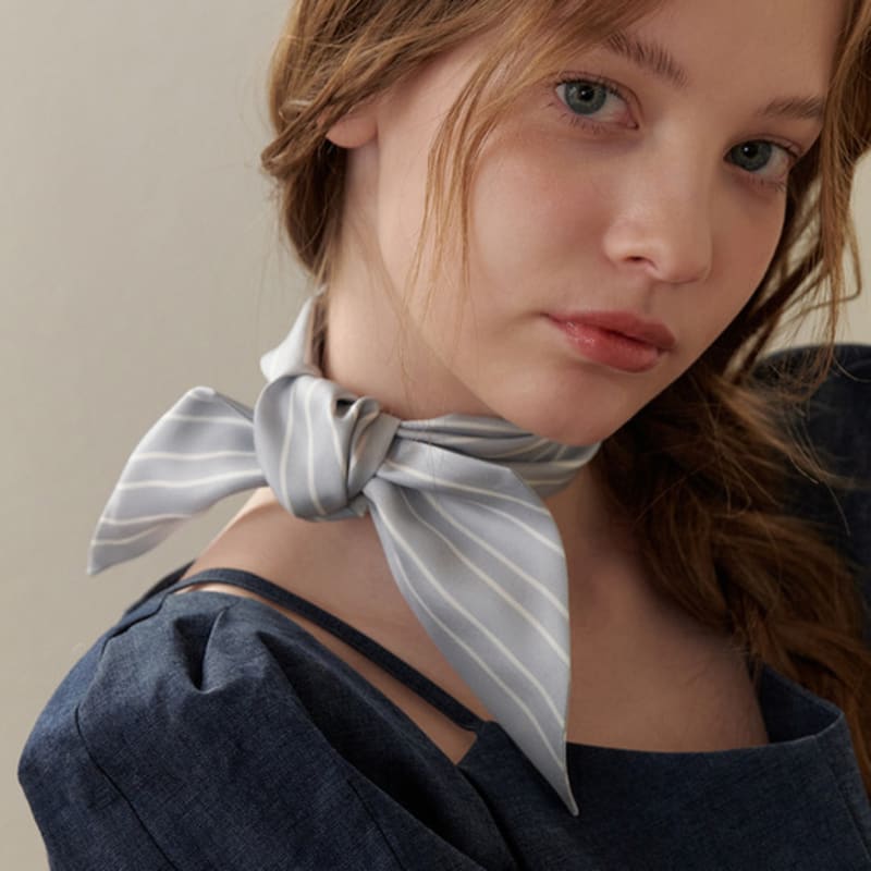 Tatiana Lettering Striped Twilly Silk Scarf SF2901