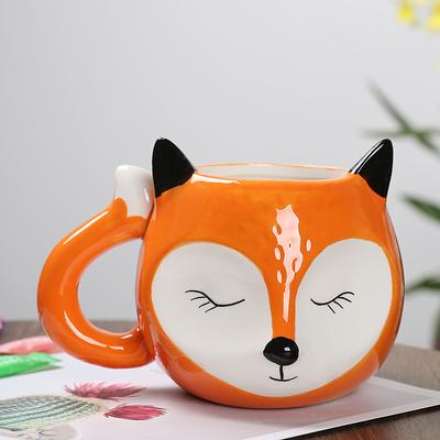 Cartoon Fox Shaped Ceramic Mug Creative Coffee Milk Tea Water Cup Cute Children Breakfast Cup Household Drinkware