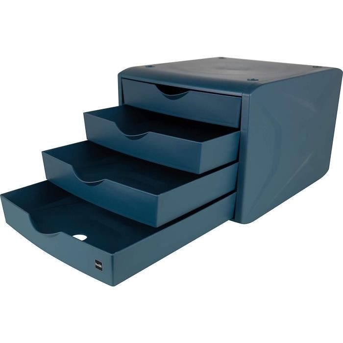 Boîte de classement - helit - the green chameleon - 4 tiroirs - plastique recyclé - certifié ange bleu