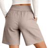 Women's  Color Cotton And Linen Casual Waist Shorts With Pockets And Five Quarter Shorts