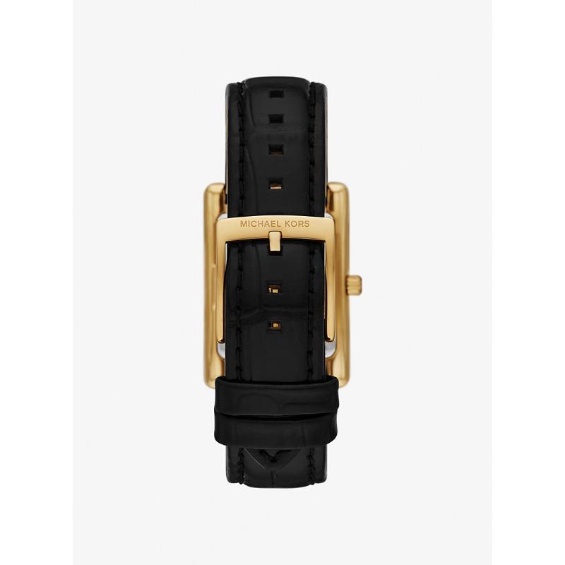 Michael Kors Essex Gold-Tone and Crocodile Embossed Leather Watch MK4965