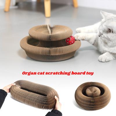 New Magic Cat Scratch Organ Board Cat Toy with Ball Grinding Claw Cat Climbing Frame Kitten Round Corrugated Toy
