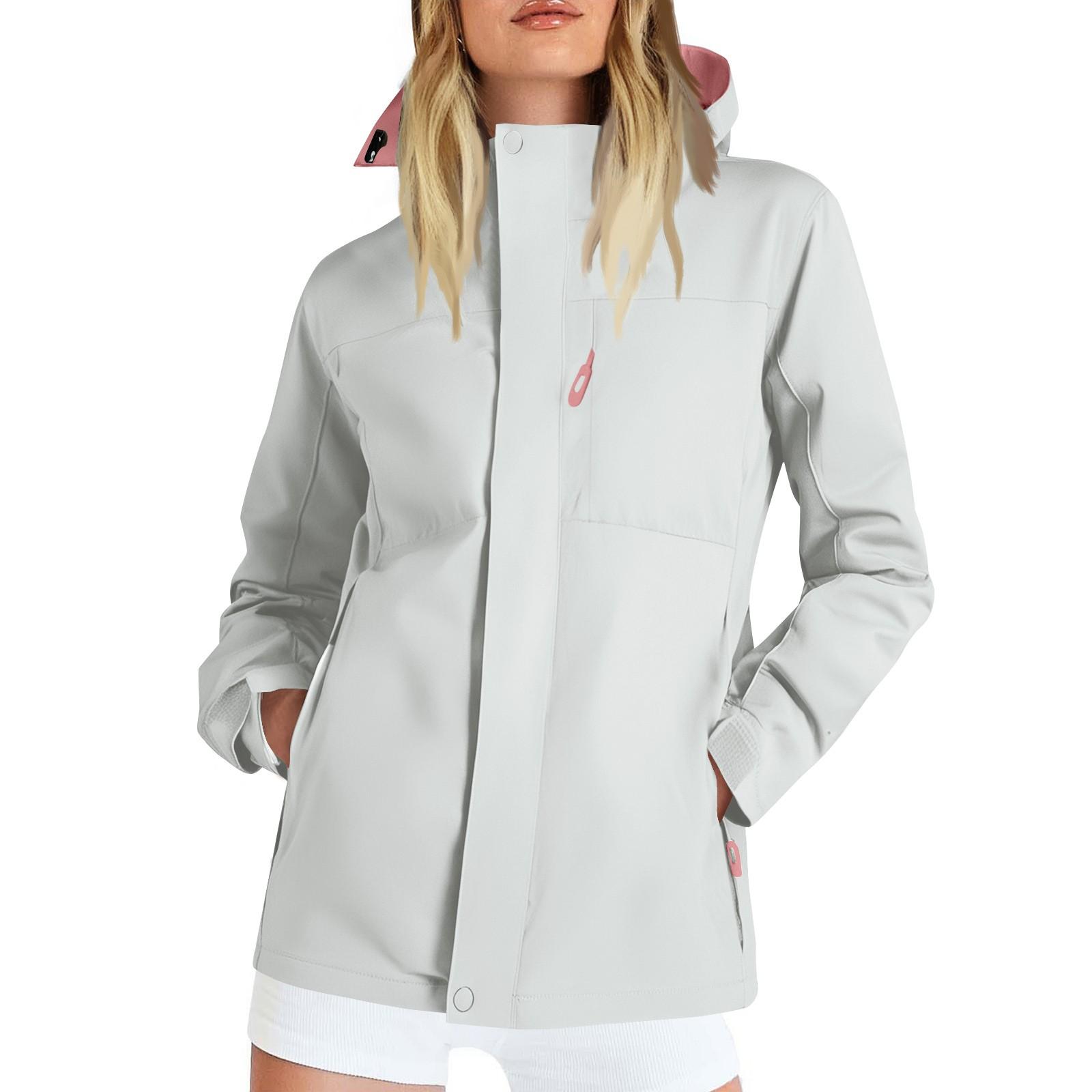 

Женская однотонная полосатая дождевик на открытом воздухе плюс водонепроницаемый плащ с капюшоном ветрозащитный XL белый