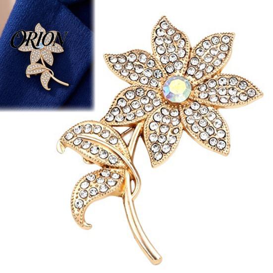 Flower Shaped Pin Rhinstone Floral Brooch for Women, Shape Alloy Lapel Pin, Clothing Jewelry Accessories Wedding Party Prom