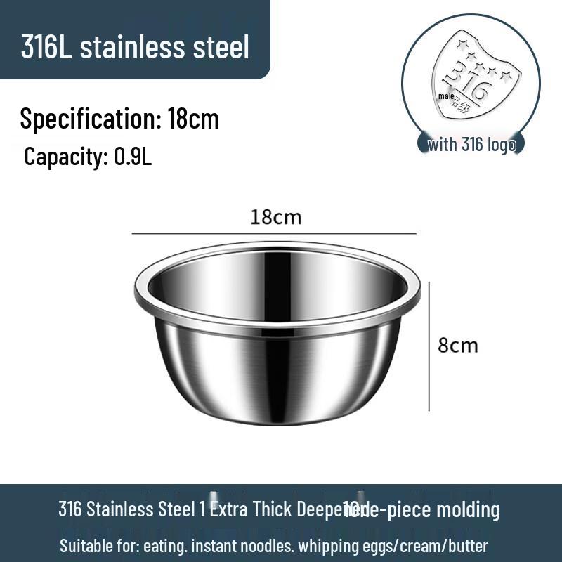 ZISIZ Extra-thick 316 Stainless Steel Food Basin