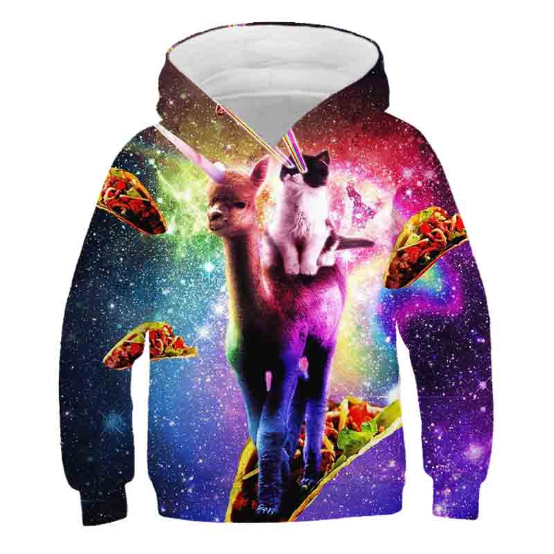 Boys Girls Cute Cat 3D Print Hoodie Children Hooded Pullover Sweatshirt Fashion Child Hoodies Kids Casual Tops Clothing