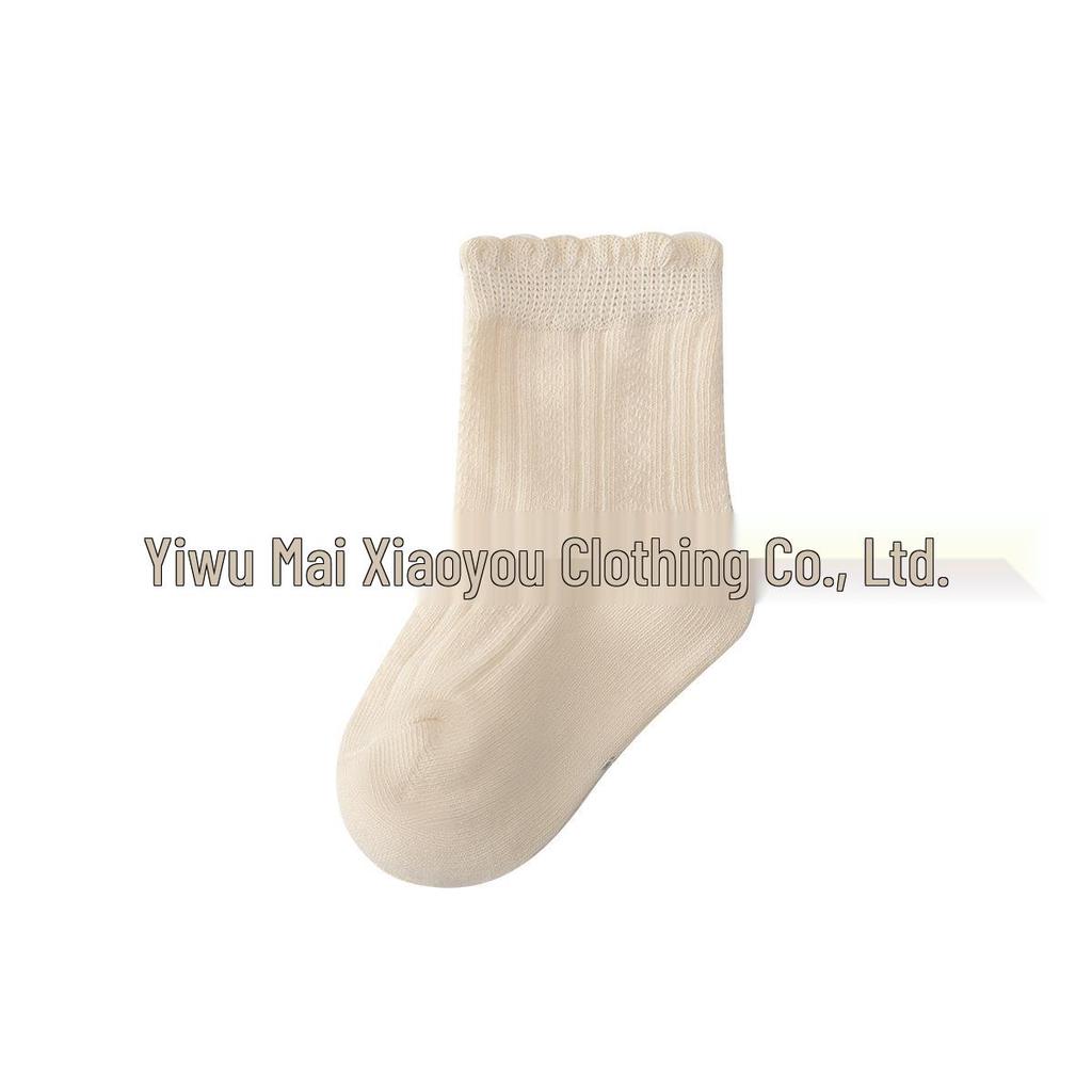 Infant Class A White Lace Princess Socks for 0-3 Years, Mid-Calf, Cotton, Suitable for Spring To Summer.