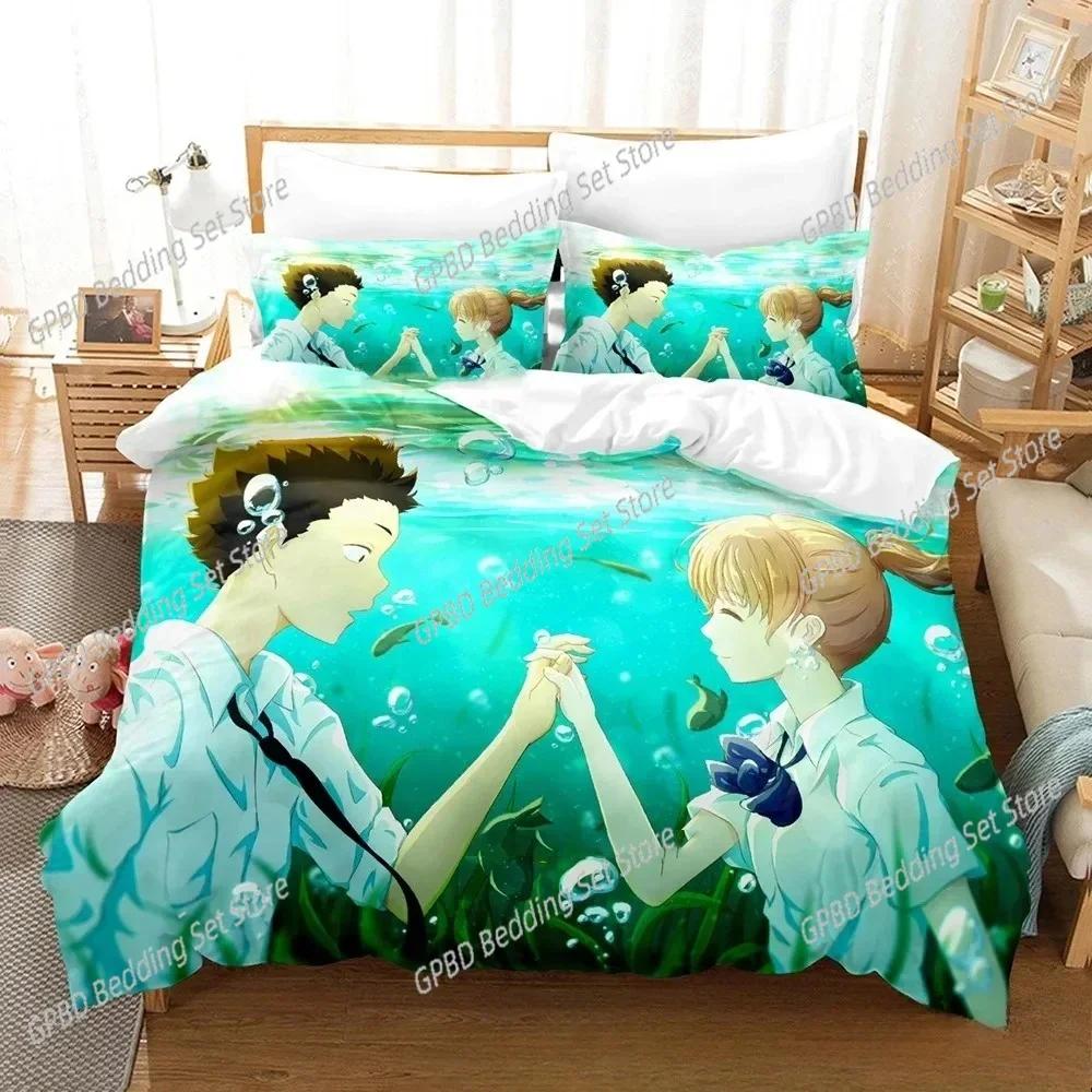 Anime A Silent Voice Comfortable Duvet Quilt Cover Pillowcase Bedding Set Children Bedroom Decoration Home Textile