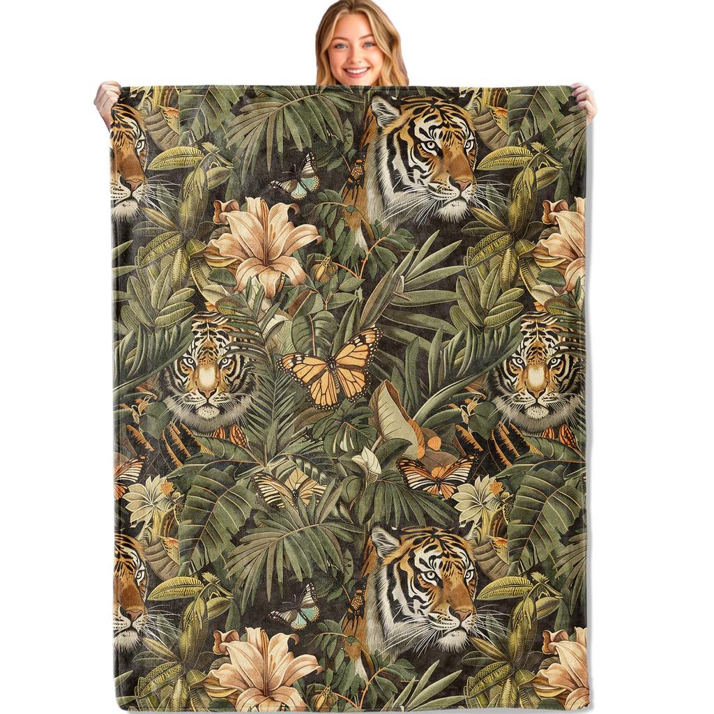 Soft Cozy Tiger Throw Blanket Warm Fuzzy Plush Blanket for Bed Couch Sofa Lightweight Flannel Blanket Gift for Adults Teens