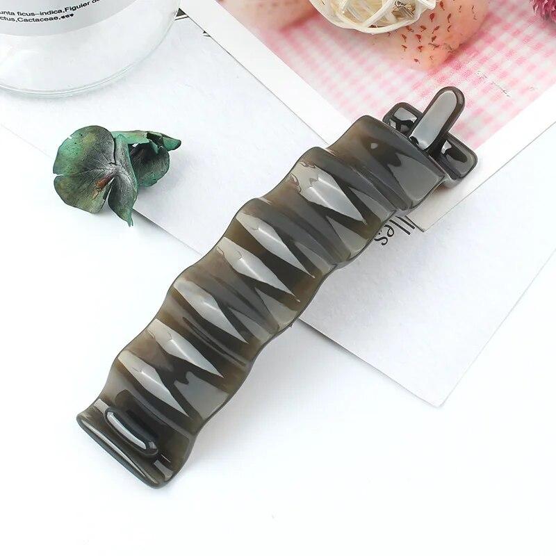 Frosted Ponytail Clip Jelly Color Hair Clip Women Acrylic Wave Banana Clip Hairpin Ponytail Twist Clip Style Headwear