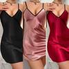 Abito estivo casual da donna europeo-americano con spalline sottili e schiena scoperta - Camicia da notte tinta unita