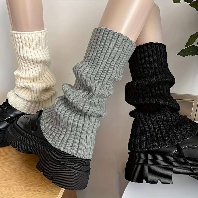 Sweet College Style Knitted, 3 Pairs of Autumn and Winter Seasonal Women's Socks, Versatile, Simple and Decorative Leg Shape, Warm Leg Cover