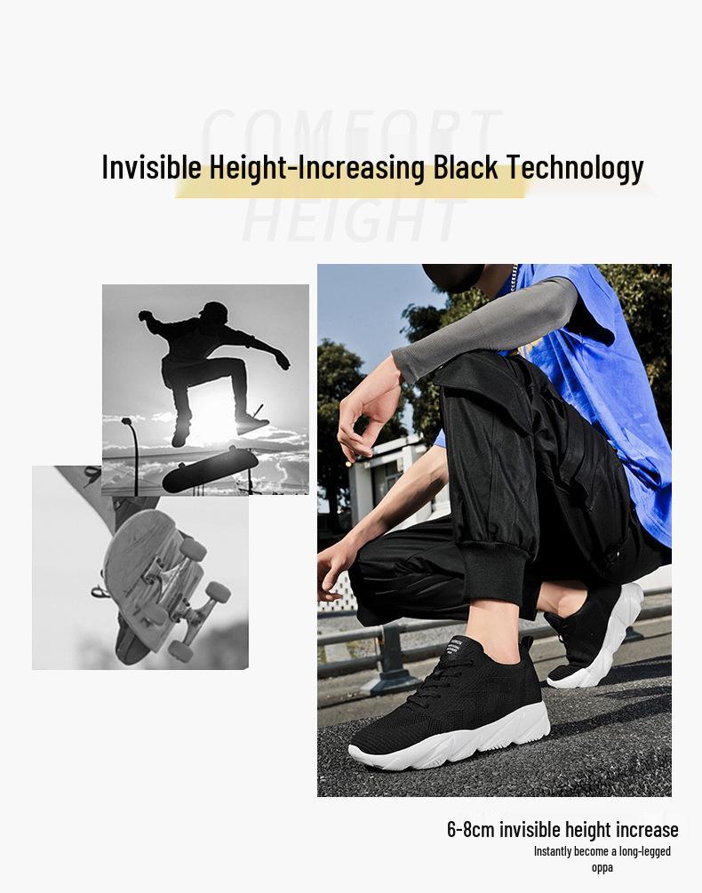 Men's 8CM Mesh Sports Shoes - Spring/Summer Casual Running Shoes with Soft Sole