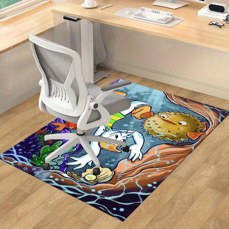 

1pc,Underwater Adventure: Cute Duck, Pufferfish, and Goldfish Scene - Perfect for Home Decor, Office Rug, Chair Pad, Outdoor Carpet, and Gif 60cm by 90cm