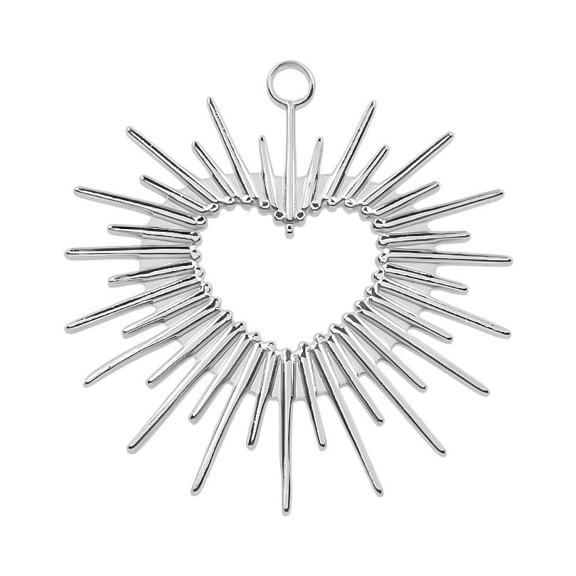 High Quality 6pcs Silver Color Heart Charm Stainless Steel Charms For Jewelry Making Pendnat Breloque Acier Inoxydable Materials