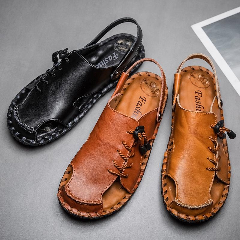 Neue Sommer Handgemachte Sandalen Herrenschuhe Outdoor Freizeit Strand Waten Wasser und Bachverfolgung Doppelzweck Übergröße Herrenschuhe