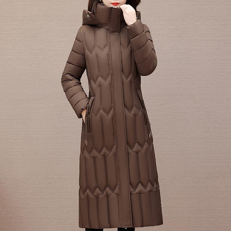 Fashion Middle Age Women's Winter Parka Hooded Casual Warm Long Coats Thick Women Jackets