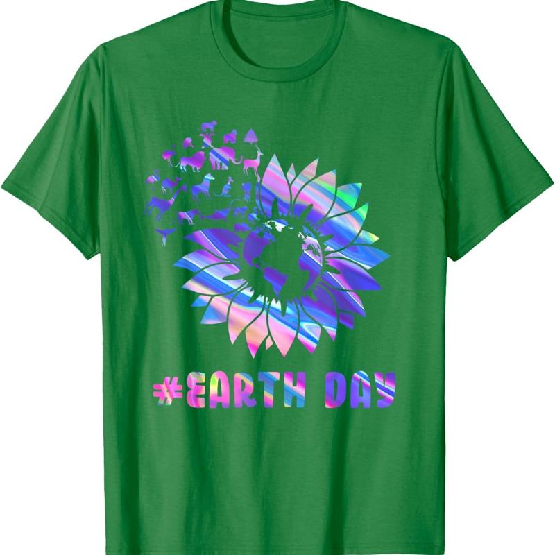 T-shirt du jour de la terre, Hippie, teinture par nouage, tournesol, amoureux des animaux S