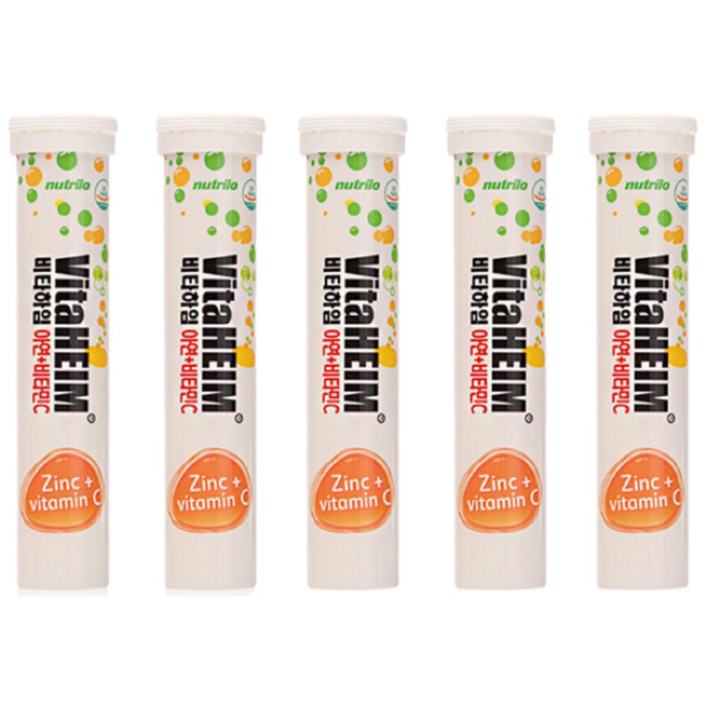 Vitaheim Effervescent Zinc + Vitamin C 20 Tablets x 5 pcs Nutrilo Effervescent Vitamins